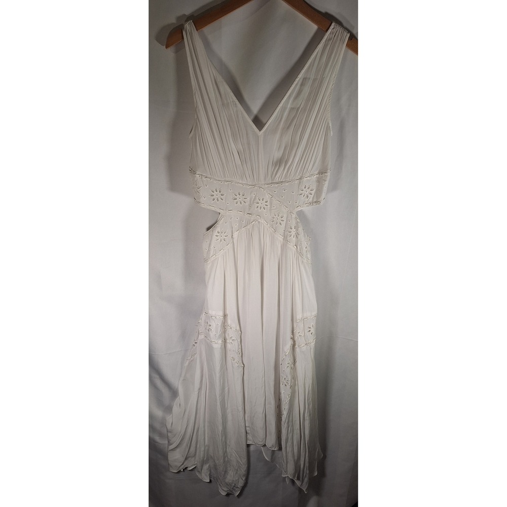 Ramy Brook White Eyelet Cutout Handkerchief Hem Midi Dress Size 6